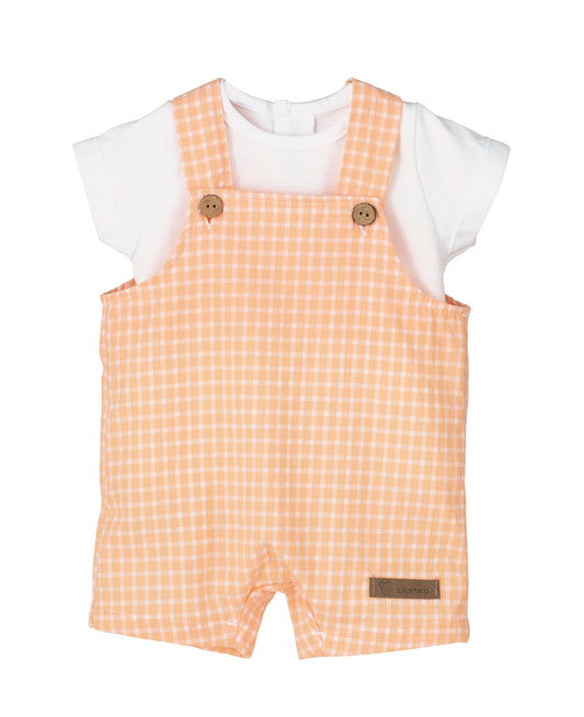 Peaches Check Dungaree Set (Up To 3 Years)