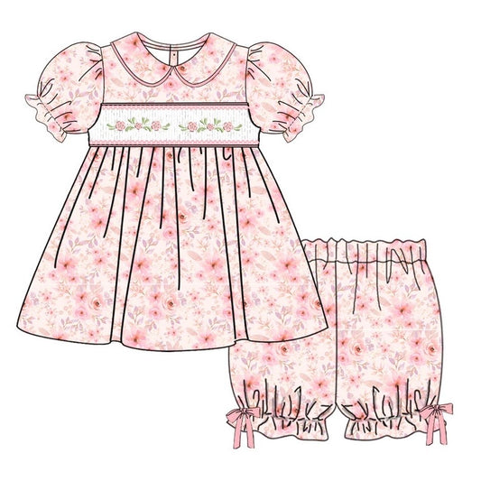 Floral Exclusive Smocked Dress Set - In Stock (Ready To Post)