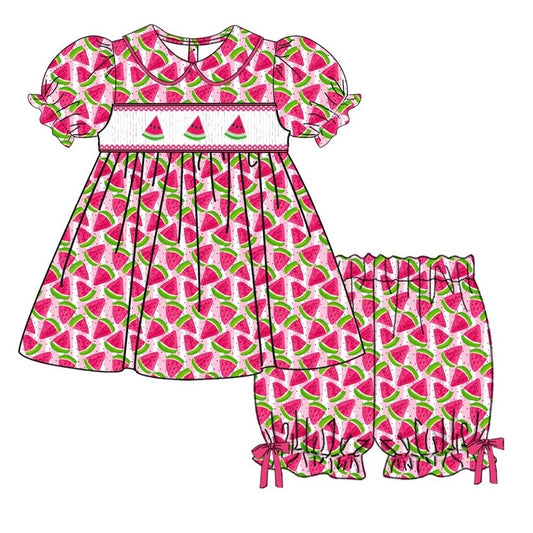 Watermelon Exclusive Smocked Dress Set - In Stock (Ready To Post)
