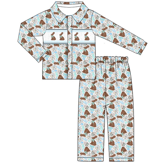 Exclusive Chocolate Easter Smocked Pyjama Set  - In Stock (Ready To Post)