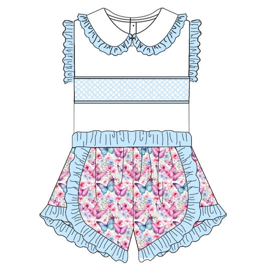 Butterfly Exclusive Smocked Short Set - (Pre Order 3-4 Weeks Delivery)