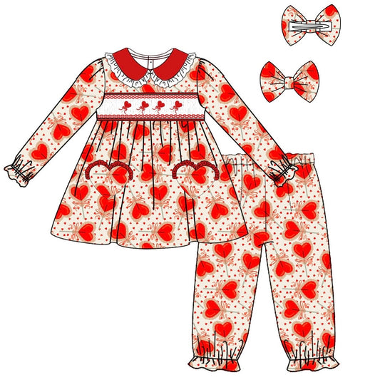 Exclusive Red Heart Smocked Pyjama Set - In Stock (Ready To Post)