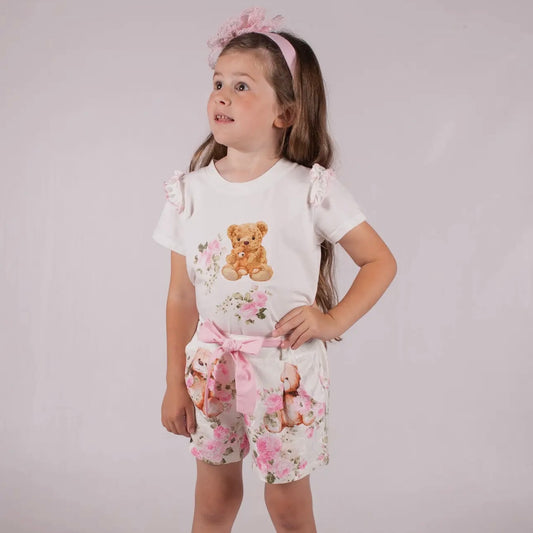 Beau Kid Older Girl Floral Bear Short Set 444214
