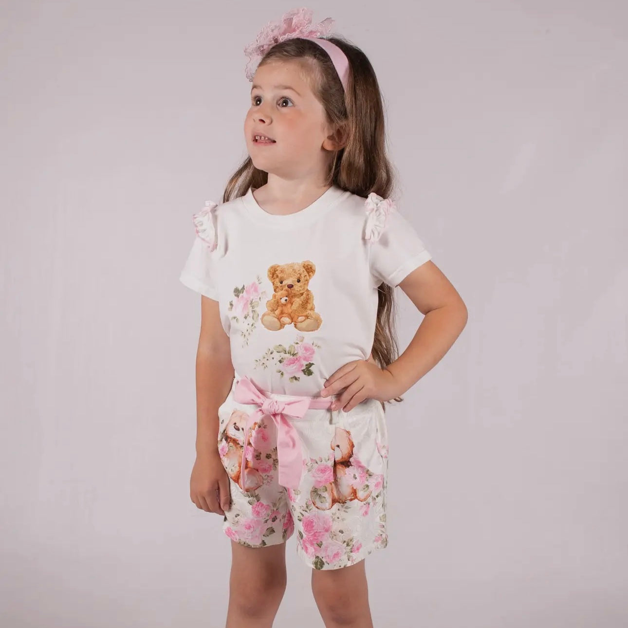 Beau Kid Older Girl Floral Bear Short Set 444214