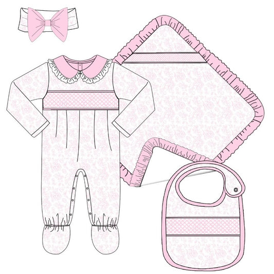 Toile Pink Exclusive Smocked Baby Set - Pre Order (6-7 Weeks For Delivery)