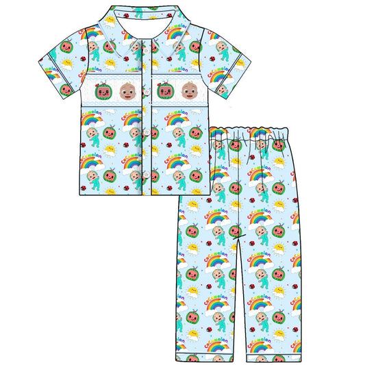 Exclusive Cocomelon Smocked Pyjama Set (Pre Order 1-2 Weeks Wait For Delivery)