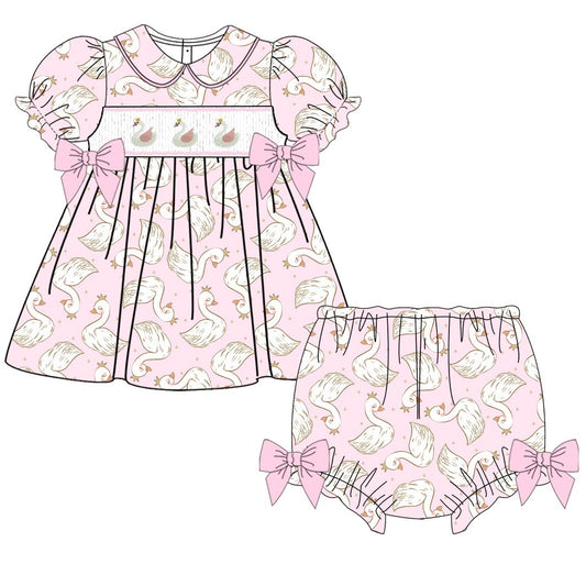 Exclusive Swan Smocked Pyjama Set - In Stock (Ready To Post)