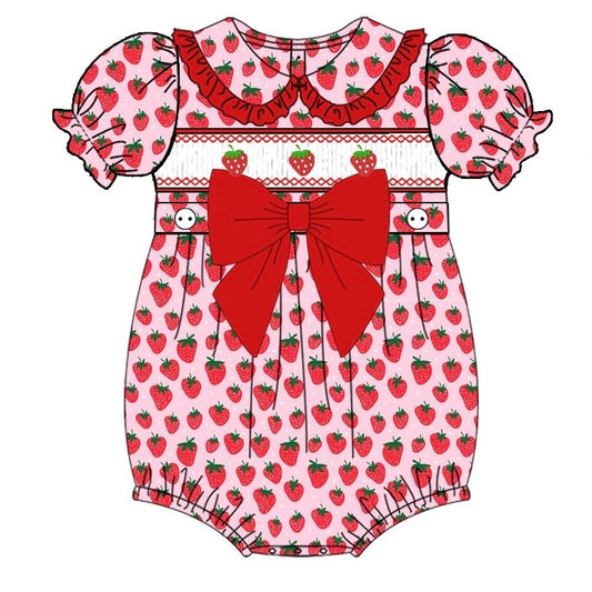 Strawberry Exclusive Smocked Romper (Pre Order 5-6 Week For Delivery)