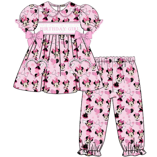 Exclusive Minnie Birthday Smocked Pyjama Set - In Stock (Ready To Post)