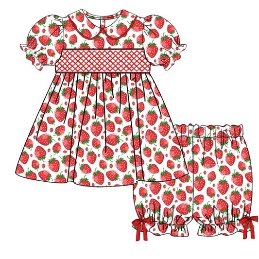 Strawberry Part 2 Exclusive Smocked Dress Set - (Pre Order 5-6 Weeks Delivery)