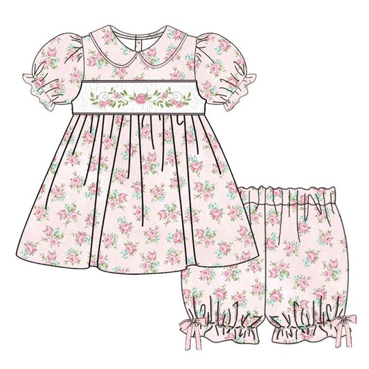 Blush Floral Vintage Exclusive Smocked Dress Set - In Stock (Ready To Post)