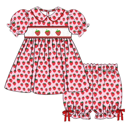 Strawberry Exclusive Smocked Dress Set - In Stock (Ready To Post)