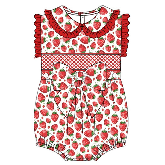 Strawberry Part 2 Exclusive Smocked Romper - (Pre Order 5-6 Weeks Delivery)