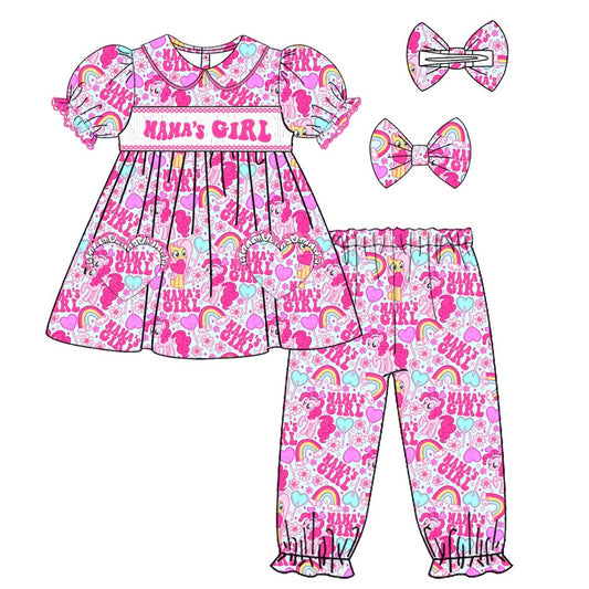 Exclusive My Little Pony Smocked Pyjama Set With Hair Bow (Pre Order 5-6 Weeks Wait For Delivery)